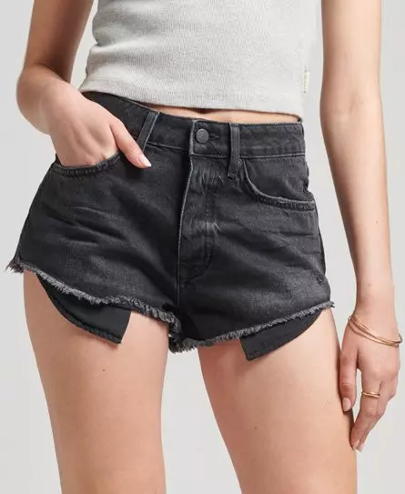 Superdry Women's Vintage High Rise Cut Off Shorts Black / Wolcott Black Stone - 