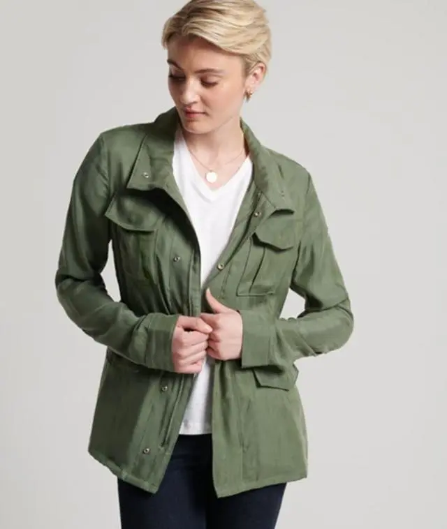 Superdry Women's Cupro M65 Jacket Green / Thyme - 