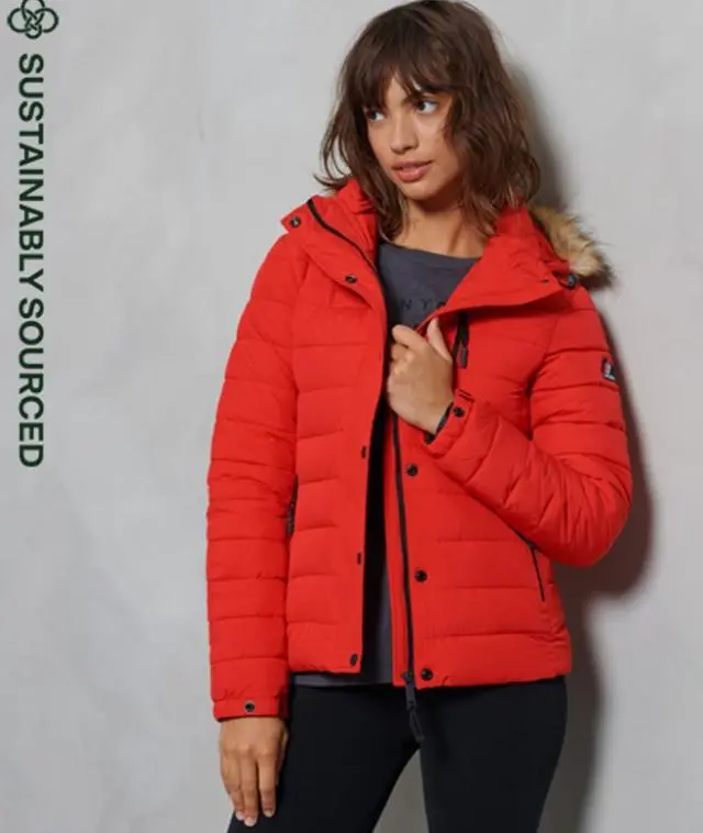 Superdry Women's Classic Faux Fur Fuji Jacket Red / High Risk Red - 