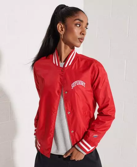 Superdry Women's Classic Varsity Baseball Jacket Red / Risk Red - 