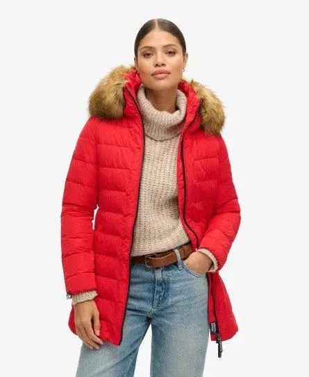 Superdry Women's Arctic Tall Puffer Coat Red / High Risk Red - 