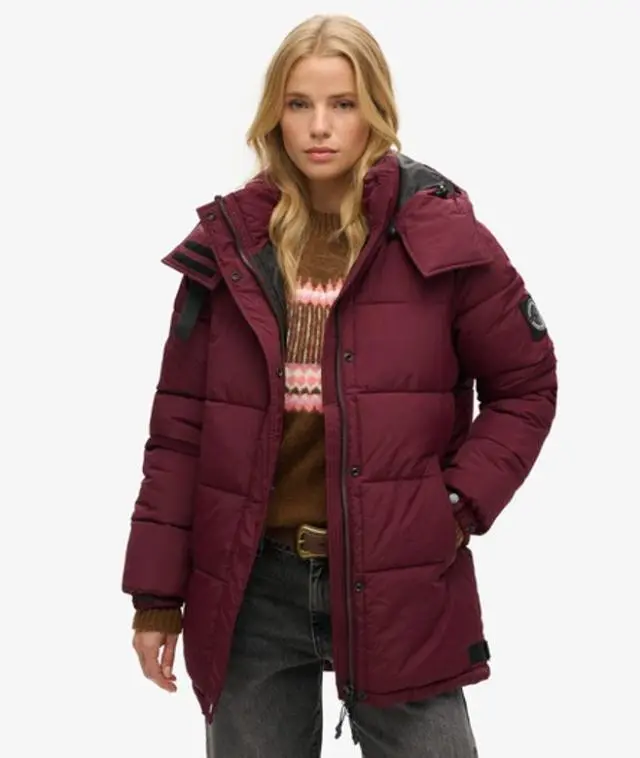 Superdry Women's Expedition Cocoon Padded Coat Red / Port - 