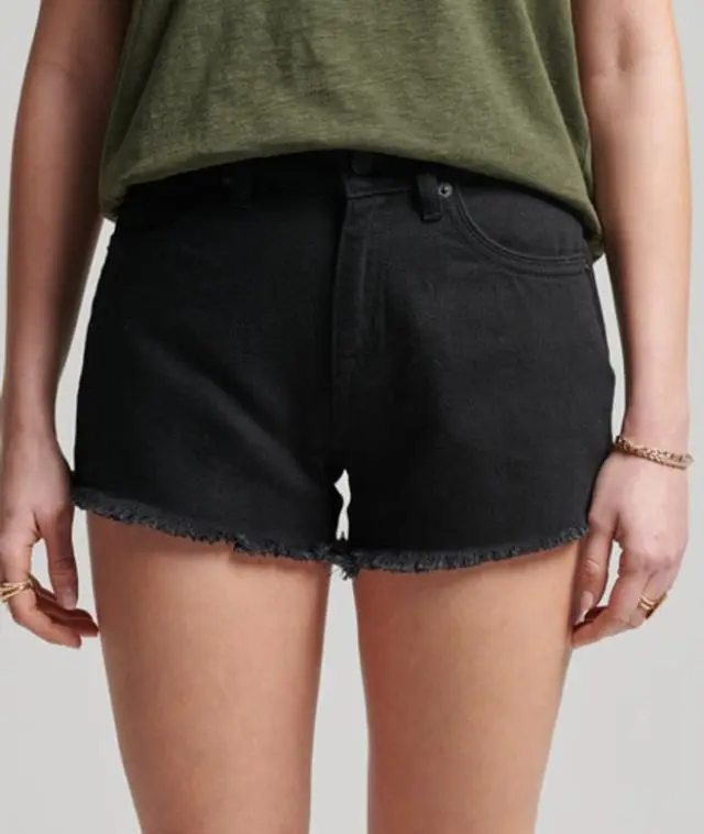 Superdry Women's Organic Cotton Studios High Rise Denim Shorts Black - 