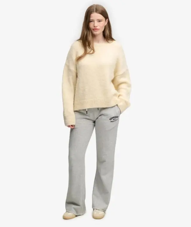 Superdry & Co Women's Athletic Embroidered Flare Joggers Light Grey / Glacier Grey Marl - 