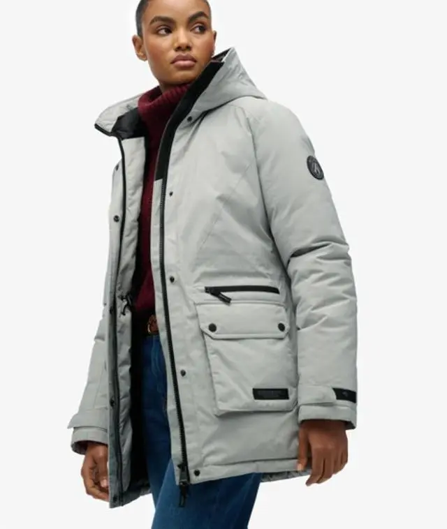 Superdry & Co Women's City Padded Parka Jacket Light Grey / Puritan Grey - 