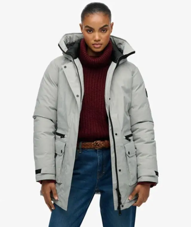 Superdry Women's City Padded Parka Jacket Light Grey / Puritan Grey -