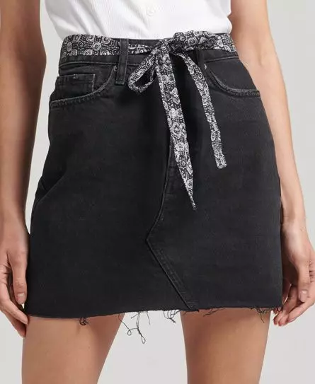 Superdry Women's Denim Mini Skirt Black / Jessy Black Vintage - 