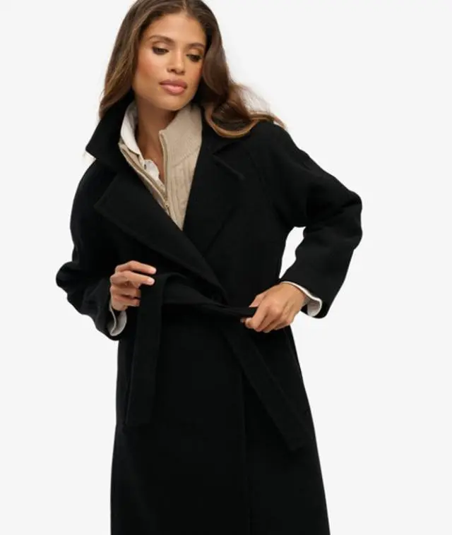 Superdry Women's Relaxed Long Wool Coat Black -