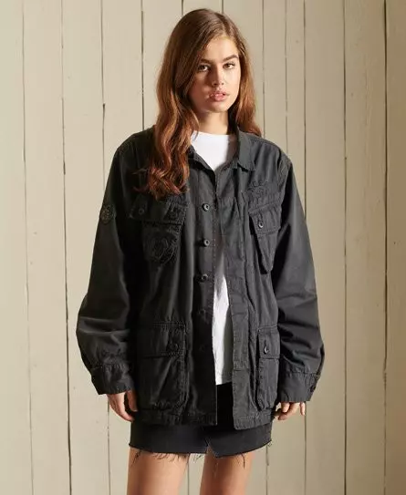 Superdry Women's Oversized Combat Jacket Black / Jet Black - 