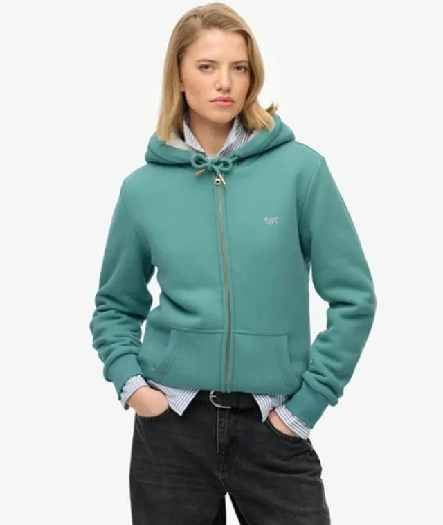 Superdry Women's Essential Borg Lined Zip Hoodie Blue / Oil Blue -