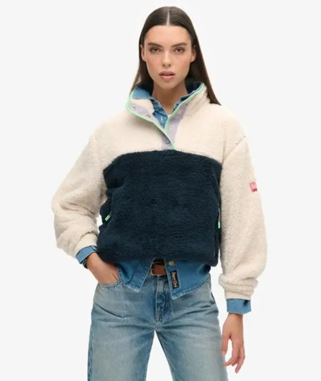 Superdry Women's Super Soft Mash Up Teddy Fleece Cream / Rice White -