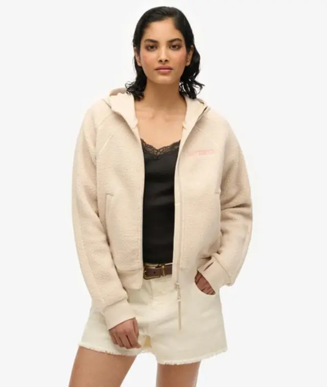 Superdry Women's Active Tech Fleece Full Zip Hoodie Grey / Off Grey -