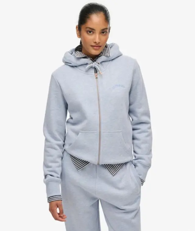 Superdry Women's Essential Logo Zip Hoodie Light Blue / Blue Fog Marl -