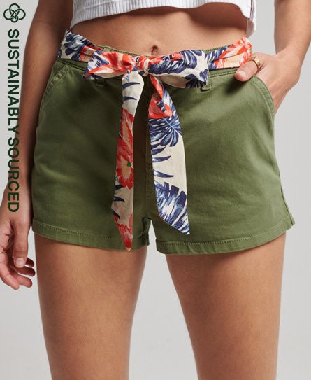 Superdry Women's Organic Cotton Vintage Chino Hot Shorts Green / Olive Khaki - 