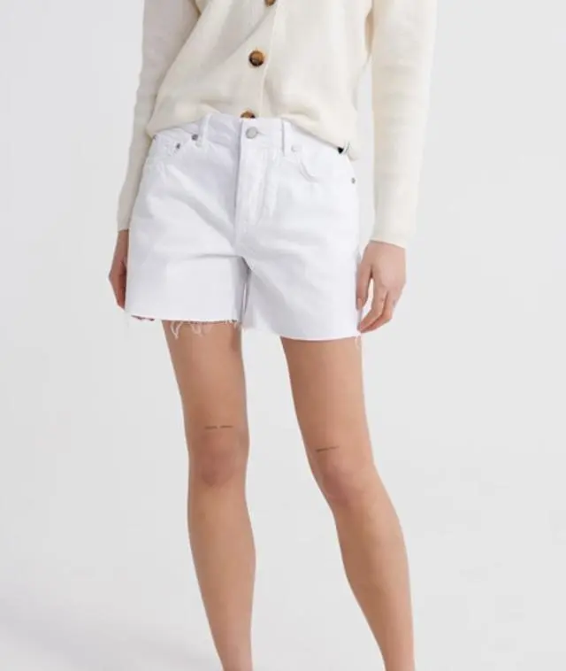 Superdry & Co Women's Denim Mid Length Shorts White / Optic - 