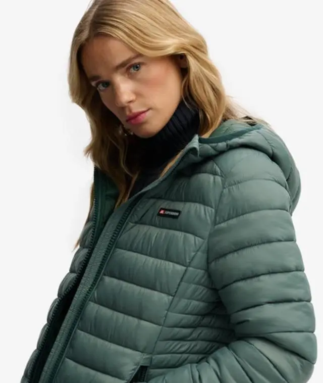 Superdry & Co Women's Hooded Fuji Lite Padded Jacket Green / Balsam Green - 