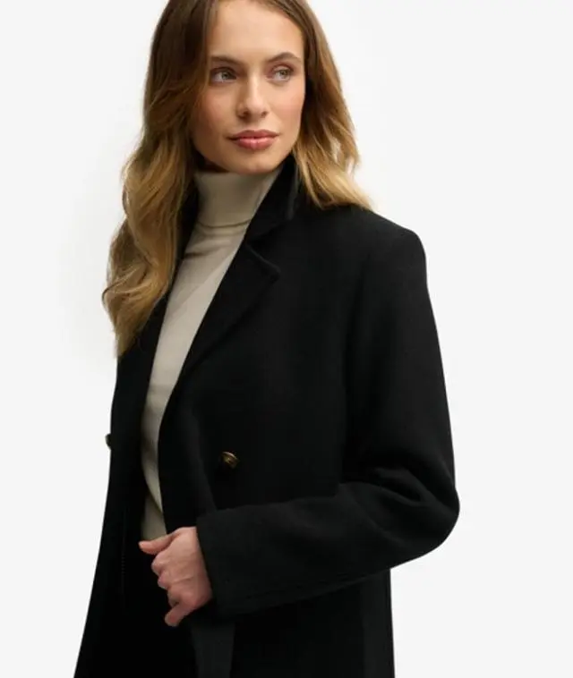 Superdry & Co Women's Double Breasted Pea Coat Black - 