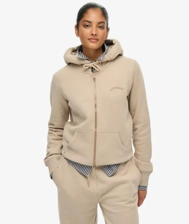 Superdry Women's Essential Logo Zip Hoodie Grey / Cobblestone Grey -