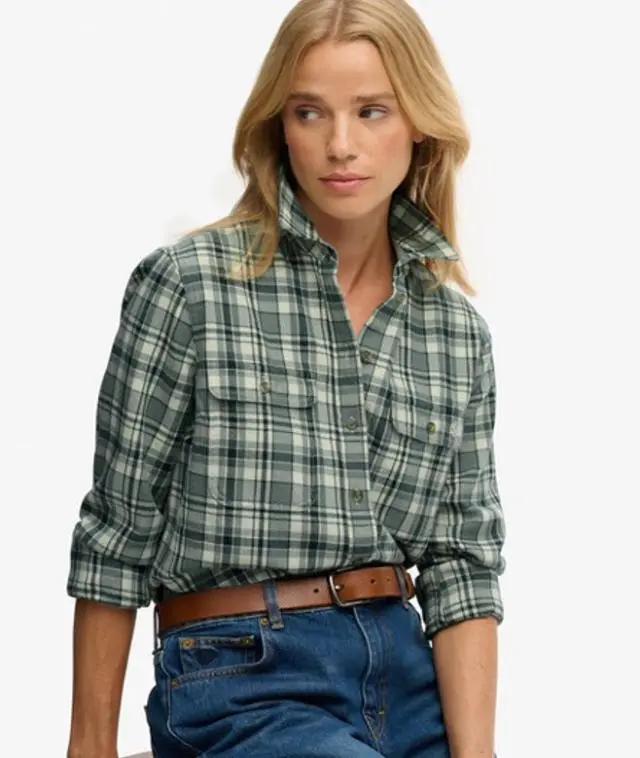 Superdry Women's Lumberjack Check Flannel Shirt Green / Green Check - 