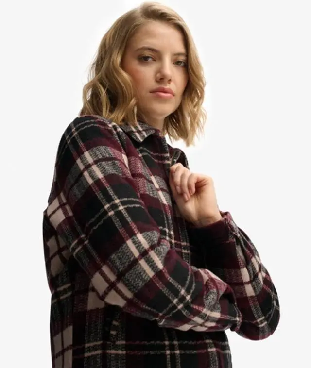 Superdry Women's Checked Ranch Quilted Jacket Cream / Desert Bone Off White Check -