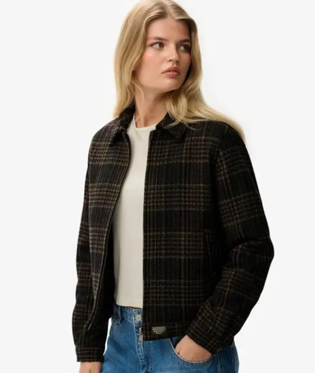 Superdry Women's Checked Ranch Quilted Jacket Brown / Mercantile Brown Check -
