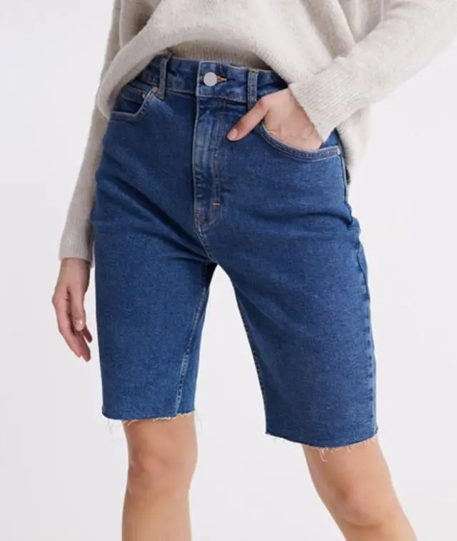 Superdry & Co Women's Kari Long Shorts Dark Blue / Dark Indigo Aged - 