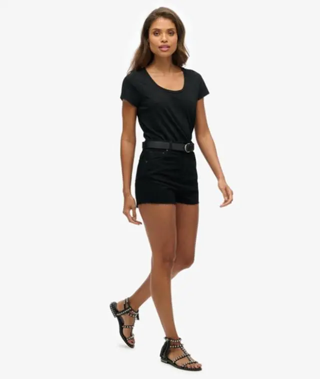 Superdry & Co Women's Ruby Cut Off Shorts Black / Denim Black Rinse - 