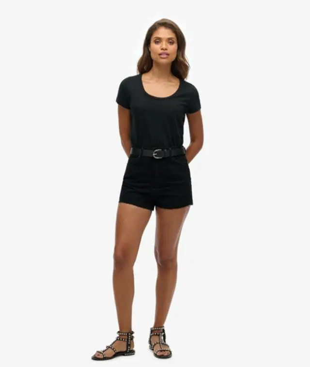 Superdry Women's Ruby Cut Off Shorts Black / Denim Black Rinse - 