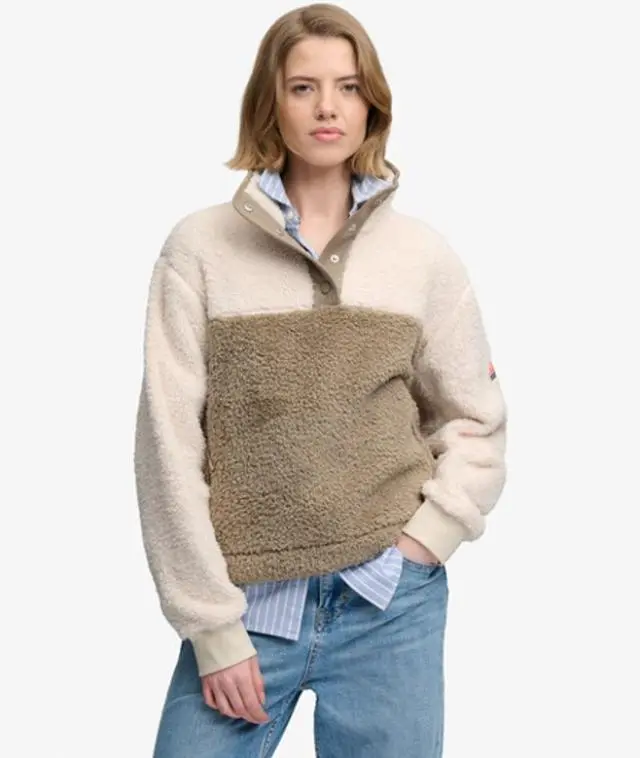 Superdry & Co Women's Super Soft Mash Up Teddy Fleece Beige / Winter Twig Beige - 