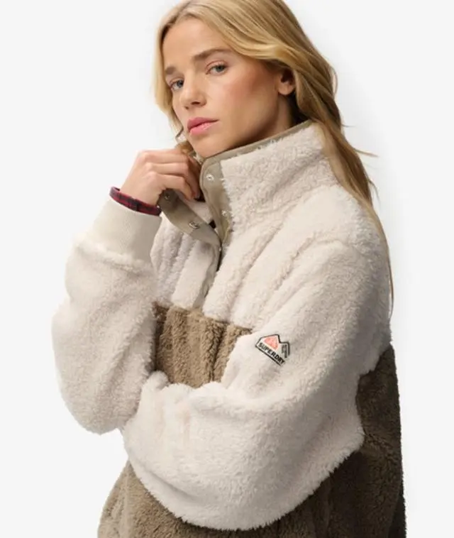 Superdry Women's Super Soft Mash Up Teddy Fleece Beige / Winter Twig Beige - 