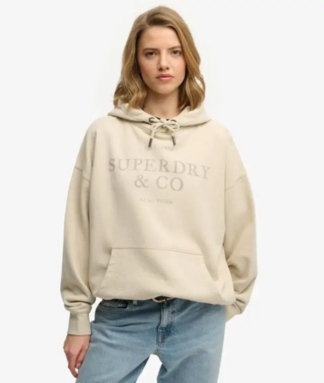 Superdry Women's Luxe Casual Relaxed Hoodie Beige / Peyote Beige - 
