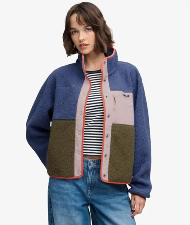 Superdry & Co Women's Colour Block Fleece Jacket Blue / Moonlight Blue - 