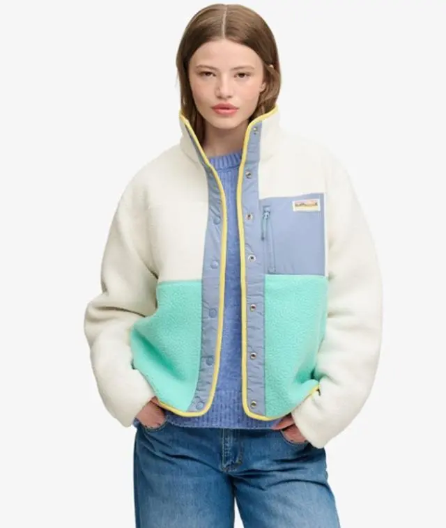 Superdry & Co Women's Colour Block Fleece Jacket White / Off White - 