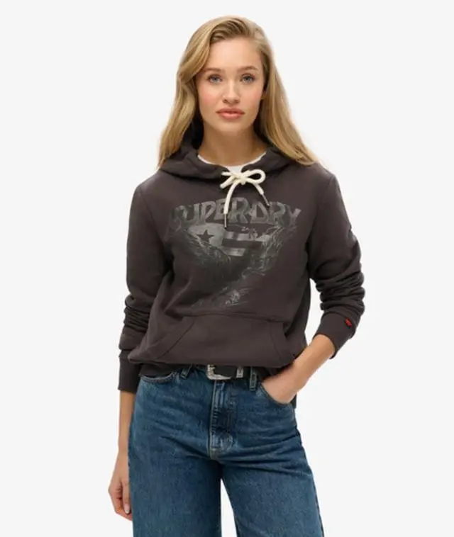Superdry Women's American Eagle Hoodie Black / Bison Black -