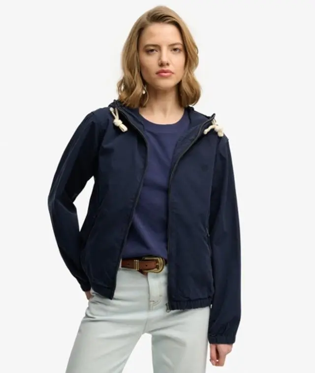 Superdry Women's Hooded Washed Twill Jacket Navy / Richest Navy -