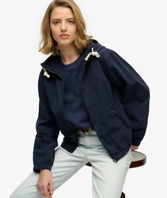 Superdry Women's Hooded Washed Twill Jacket Navy / Richest Navy - 