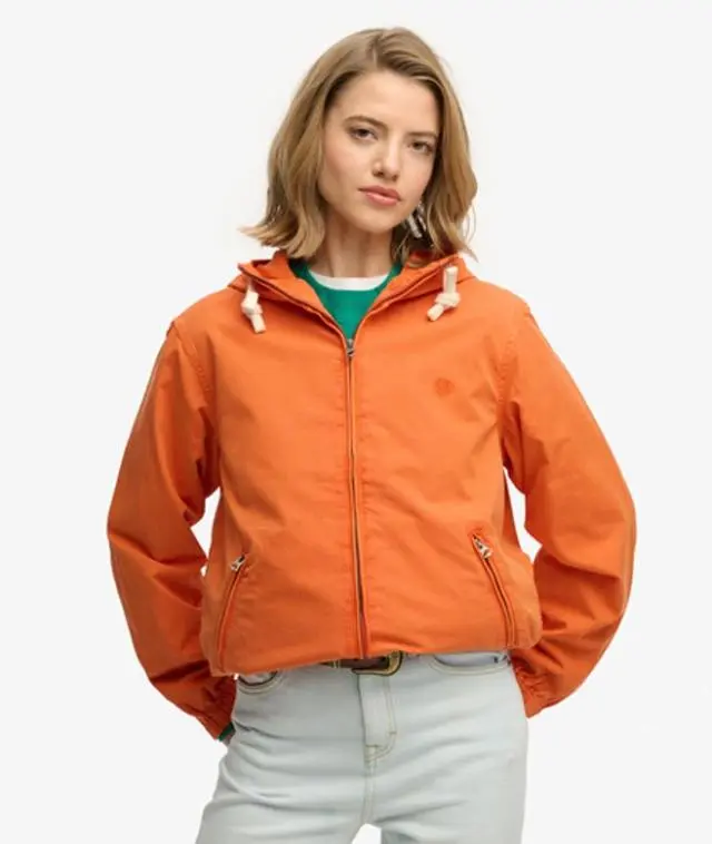Superdry & Co Women's Hooded Washed Twill Jacket Orange / Washed Orange - 