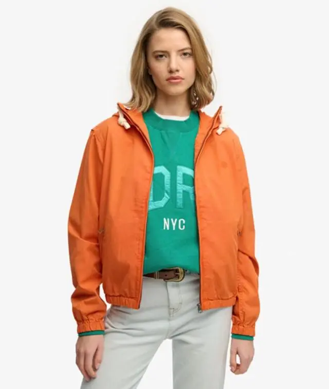 Superdry Women's Hooded Washed Twill Jacket Orange / Washed Orange -