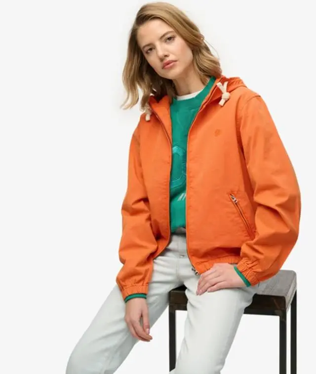 Superdry Women's Hooded Washed Twill Jacket Orange / Washed Orange - 