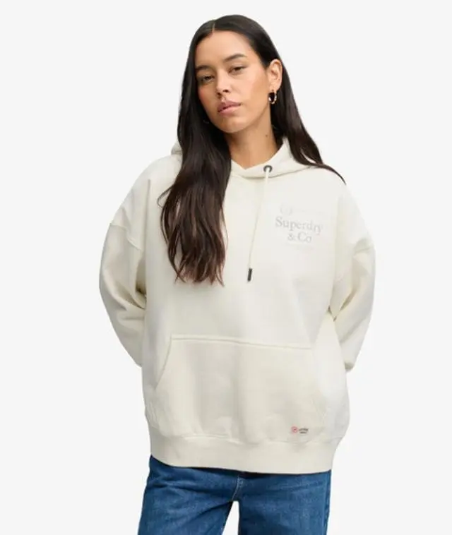 Superdry & Co Women's Luxe Casual Relaxed Hoodie Cream - 