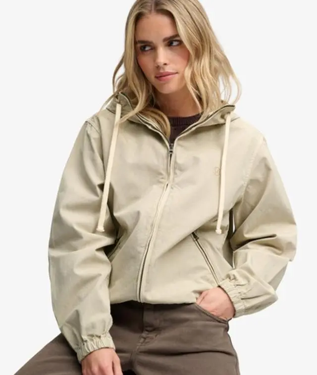 Superdry & Co Women's Hooded Washed Twill Jacket Beige / Peyote Beige - 