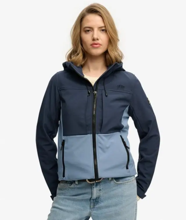 Superdry Women's Hooded Colourblock Trekker Jacket Navy / Classic Navy/tidal Blue - 
