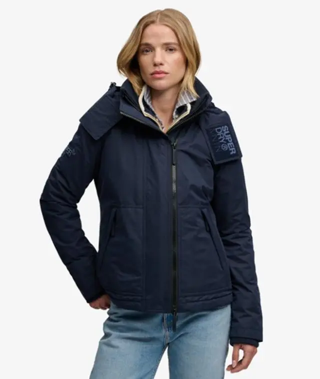 Superdry & Co Women's Hooded Microfibre Arctic Windcheater Jacket Navy / Darkest Navy - 