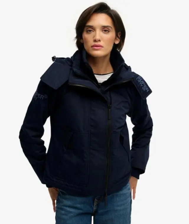 Superdry Women's Hooded Microfibre Arctic Windcheater Jacket Navy / Darkest Navy - 
