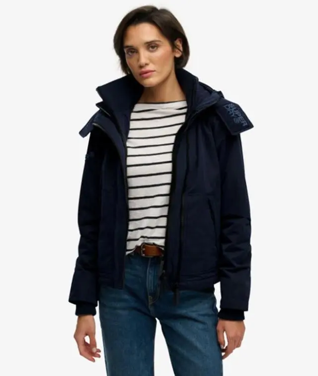 Superdry Women's Hooded Microfibre Artic Windcheater Jacket Navy / Darkest Navy -
