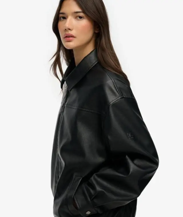 Superdry Women's Collared Oversized Bomber Jacket Black - 