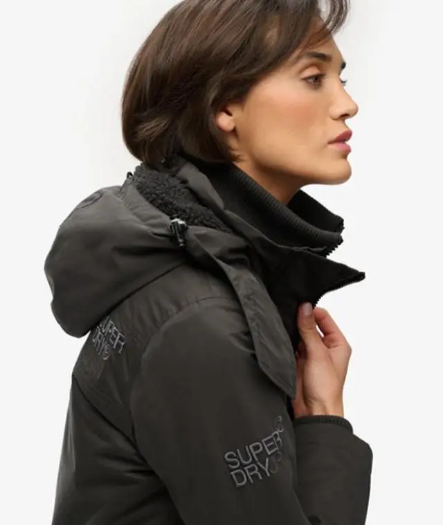 Superdry & Co Women's Hooded Microfibre Arctic Windcheater Jacket Black / Vintage Black - 