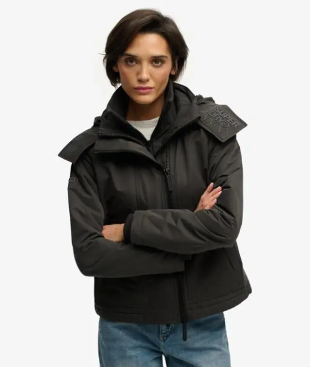 Superdry Women's Hooded Microfibre Arctic Windcheater Jacket Black / Vintage Black - 