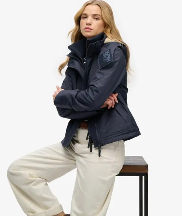 Superdry & Co Women's Hooded Arctic Windcheater Jacket Navy / Darkest Navy - 