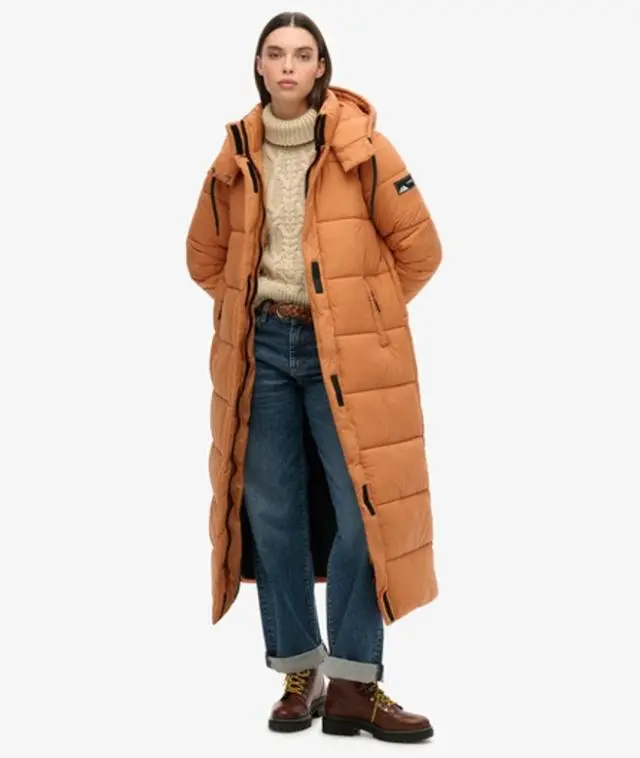 Superdry Women's Classic Quilted Nylon Puffer Jacket, Brown, 